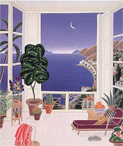 Thomas McKnight Limited Edition Serigraph on Paper:"Riviera Conservatory"
