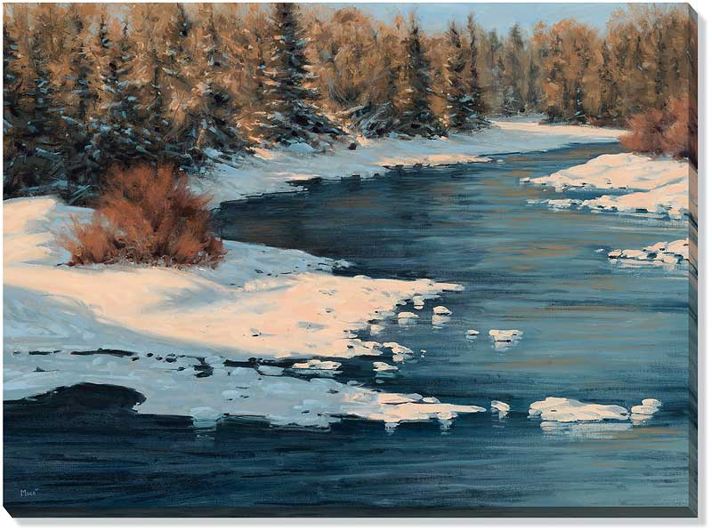 Thomas Moen Oversize Open Edition Gallery Wrapped Canvas Giclee: "Kawishiwi River in January"