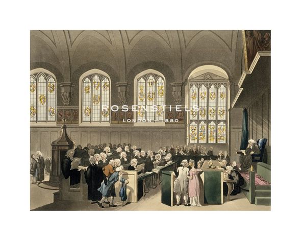Thomas Rowlandson Hand Numbered Limited Edition Print on Paper :"Court of Chancery, Lincoln's Inn Hall"