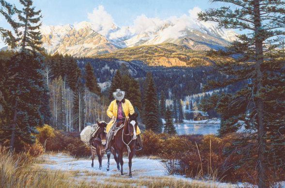 Tim Cox Hand Signed and Numbered Limited Edition Print: "Where The Mountains Reach the Sky"