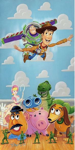 Tim Rogerson Artist Signed and Numbered Hand Embellished Limited Edition Giclee on Canvas:"The Original Toys"