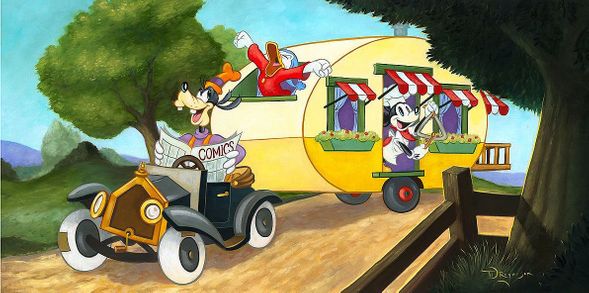 Tim Rogerson Artist Signed Embellished Limited Edition Canvas Giclee: "Mickey's Trailer"