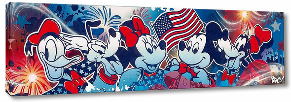 ARCY Disney Ltd Ed 12x45 Gallery Wrap Canvas:"Stars, Stripes, and Timeless Friends"