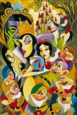 Tim Rogerson Handsigned and Numbered Limited Edition Embellished Canvas Giclee: "The Enchantment of Snow White"