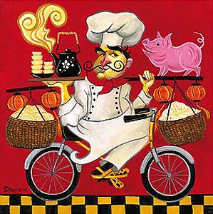 Tim Rogerson Handsigned and Numbered Limited Edition Gicl&eacute;e on Canvas:"The International Chef Series: Kung Pao Chef"