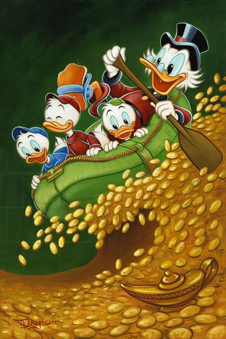 Tim Rogerson Disney Limited Edition Gallery Wrap Canvas Giclee:" Uncle Scrooge's Wild Ride"