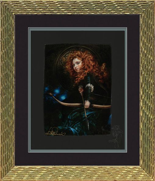 Heather Edwards Artist Remarqued Framed Ltd Ed Chiarograph On Black Paper:"Her Father's Daughter"