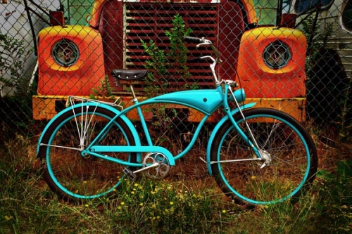 Todd Van Fleet 40 x 60 Canvas Giclee Art:"Teal Schwinn-Oversize"
