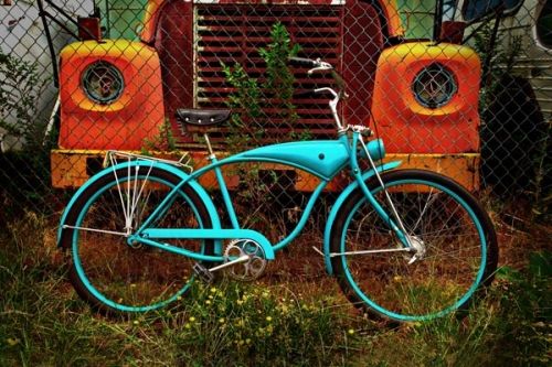 Todd Van Fleet 40 x 60 Canvas Giclee Art:"Teal Schwinn-Oversize"