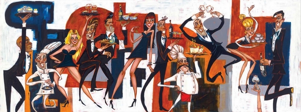 Todd White Artist Signed Hand Embellished Limited Edition Canvas Giclee:"Kitchen Tango"