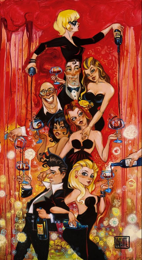 Todd White Artist Signed Hand Embellished Limited Edition Canvas Giclee:"Making Pour Decisions"