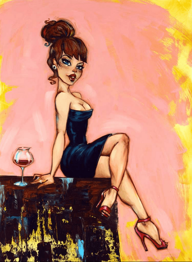 Todd White Artist Signed Hand Embellished Limited Edition Canvas Giclee:"Nasty Habits"