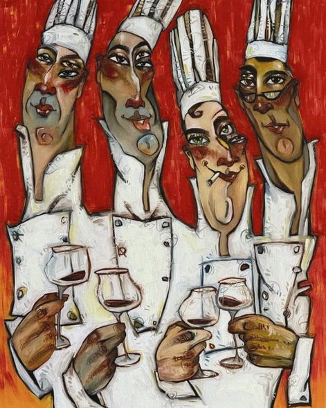 Todd White Limited Edition Giclee Canvas:"Shifty Eyed Chefs"