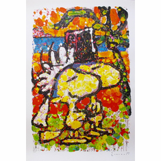 Tom Everhart Hand Signed Limited Edition Lithograph:"Hitched Woodstock Peanuts"