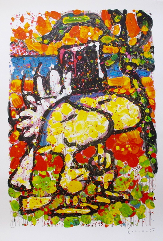 Tom Everhart Hand Signed Limited Edition Lithograph:"Hitched Woodstock Peanuts"