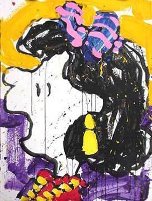 Tom Everhart Artist Signed Limited Edition Hand Pulled Lithograph:"Glam Slam Lucy Peanuts"