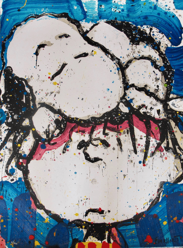 Tom Everhart Hand Signed Limited Edition Lithograph:"Sleepyhead Snoopy Charlie Brown"