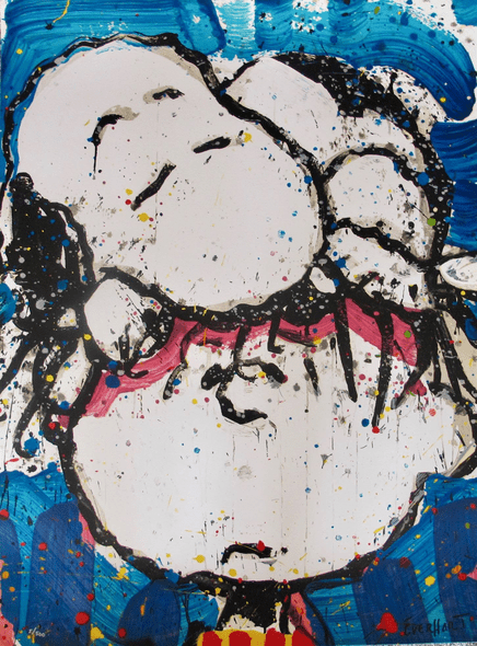 Tom Everhart Hand Signed Limited Edition Lithograph:"Sleepyhead Snoopy Charlie Brown"