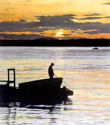 Tom Sierak Handsigned and Numbered Limited Edition Gicl&eacute;e On Paper: "Fisherman's Solitude"