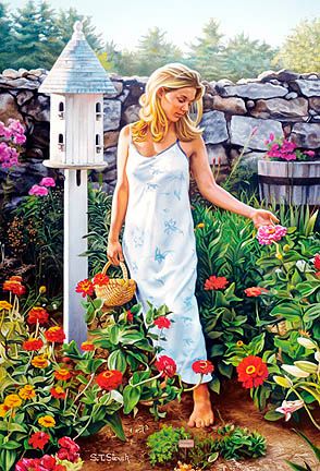 Tom Sierak Handsigned and Numbered Limited Edition Gicl&eacute;e On Paper: "Garden Beauties"