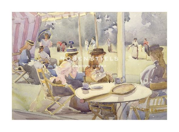 Tom Simpson Hand Numbered Limited Edition Print on Paper :"The Tennis Party"