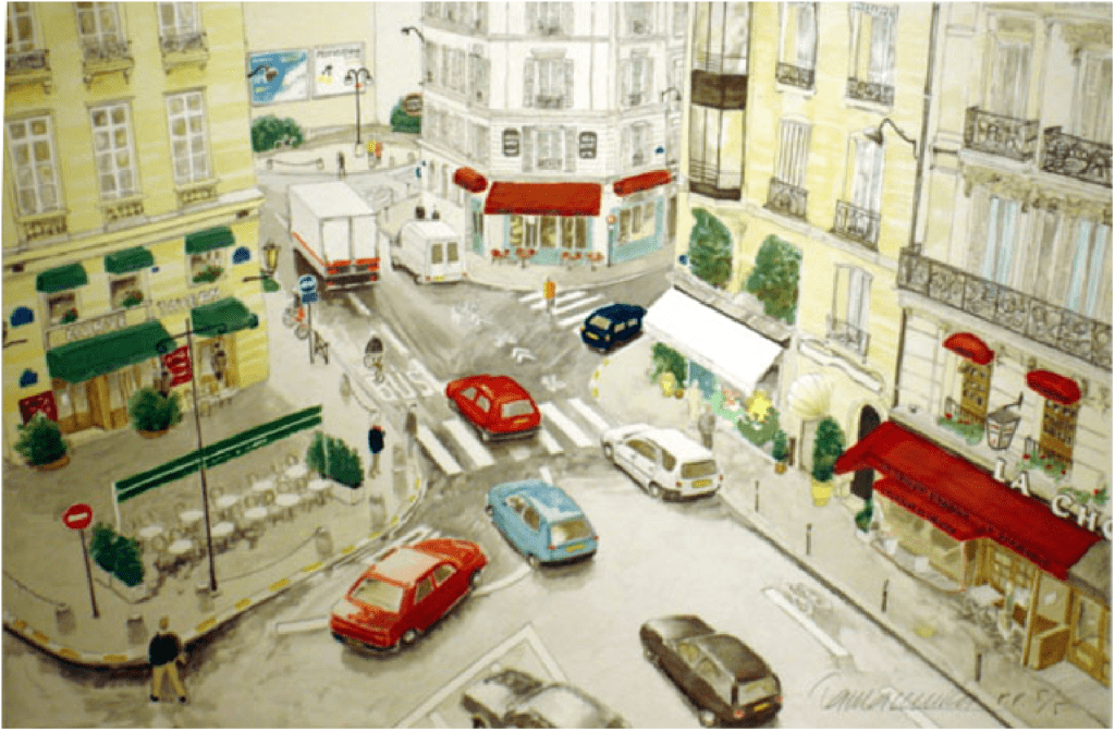 Tovoo Tamamura Artist Signed Limited Edition Serigraph on paper:"Le Carrefour De L’Odeon"