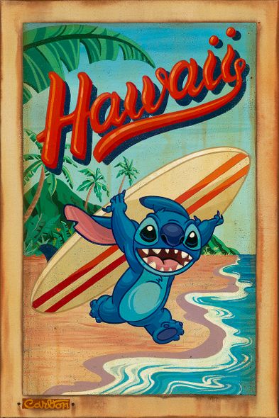 Trevor Carlton Artist Signed Disney Ltd Ed Gallery Wrap Canvas:"Surf's Up!- Canvas"