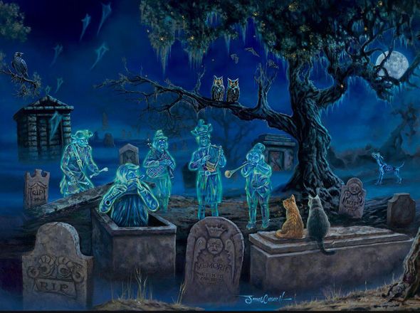 James Crouch Signed Disney Ltd Ed Gallery Wrap Canvas:"Graveyard Soiree"