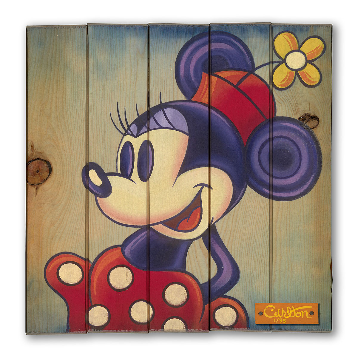 Trevor Carlton Artist Signed Limited Edition Giclée on Reclaimed Wood:"Little Miss Minnie"