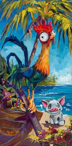 Steve Barton Signed Disney Ltd Ed Gallery Wrap Canvas:"Hei Hei and Pua"