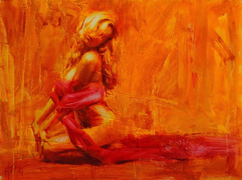 Henry Asencio Hand Embellished Limited Edition Canvas Giclee:"Golden Aura"