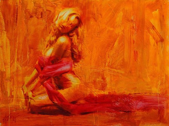 Henry Asencio Hand Embellished Limited Edition Canvas Giclee:"Golden Aura"