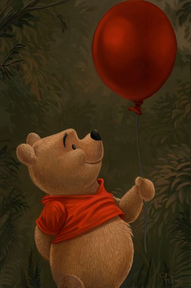Jared Franco Artist Signed Limited Edition Canvas Giclee:"Pooh and His Balloon"
