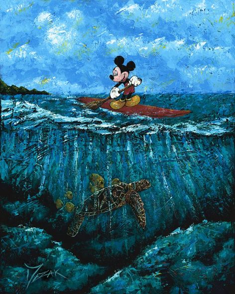 Trevor Mezak Signed and Numbered Limited Edition Hand-Textured Gicl&eacute;e on Canvas:"Mickey's Summer"