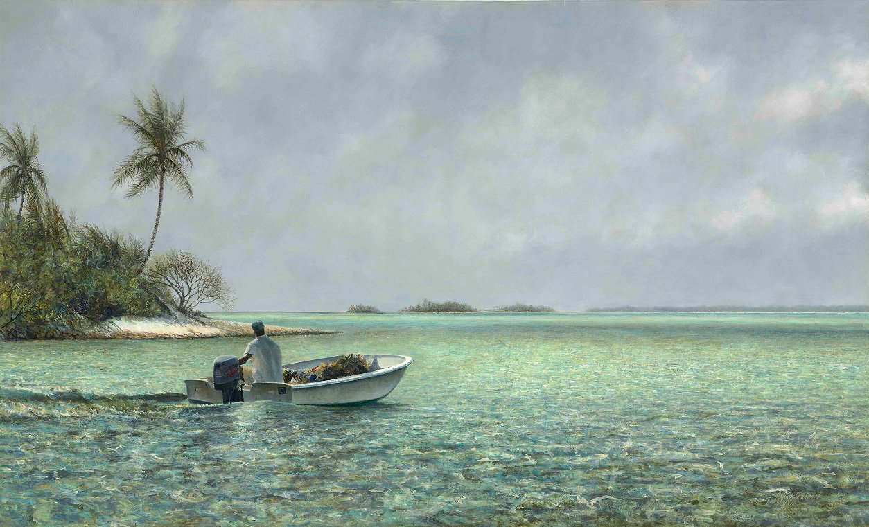 Tripp Harrison Handsigned and Numbered Limited Edition Canvas Giclee:"Conch Boat"