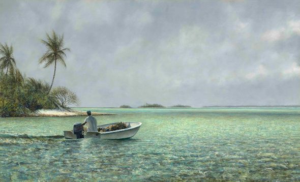 Tripp Harrison Handsigned and Numbered Limited Edition Canvas Giclee:"Conch Boat"