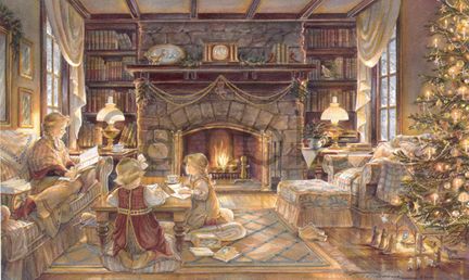 TRISHA ROMANCE 18X24 Secondary Market Art: "CHRISTMAS COTTAGE GCNV"