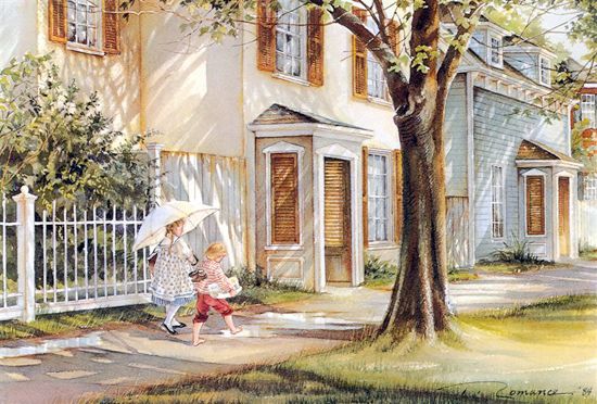 Trisha Romance Handsigned & Numbered Limited Grand Romance Collectors Edition Canvas Giclee:"School Days"