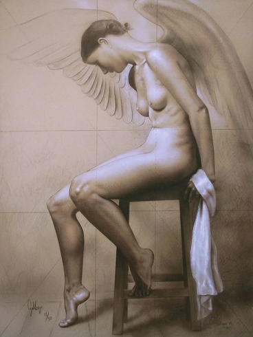 Ulises Gallegos Artist Signed Limited Edition Lithograph: "ANGEL ESTUDIO" Ulises Gallegos Artist Signed Limited Edition Lithograph: "ANGEL ESTUDIO"