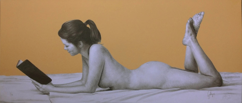 Ulises Gallegos Artist Signed Limited Edition Lithograph: "LEYANDO AM" Ulises Gallegos Artist Signed Limited Edition Lithograph: "LEYANDO AM"
