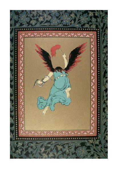 Unknown Fine Art Open Edition Gicl&eacute;e:"An Angel with Flame Red Wings and a Snake Aroundits Arm"