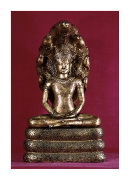 Unknown Fine Art Open Edition Gicl&eacute;e:"Buddha Sheltered by the Cobra (Style of Angkor Wat)"