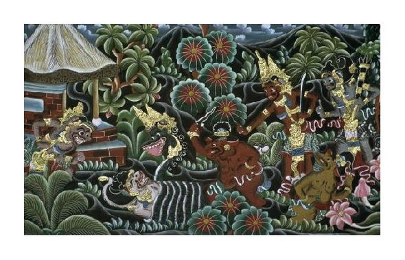 Unknown Fine Art Open Edition Gicl&eacute;e:"Carved Wood Panel with a Mythological Motif from Bali"