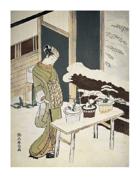 Unknown Fine Art Open Edition Gicl&eacute;e:"Woman Outside in Winter"