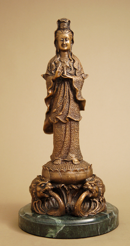 Unknown Handcrafted Solid Bronze Sculpture:"Chinese Guanyin" Unknown Handcrafted Solid Bronze Sculpture:"Chinese Guanyin"