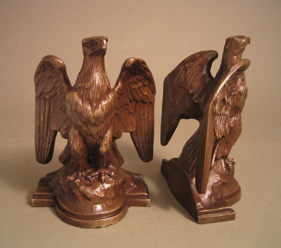 Unknown Handcrafted Solid Bronze Sculpture:"Eagle Bookends"