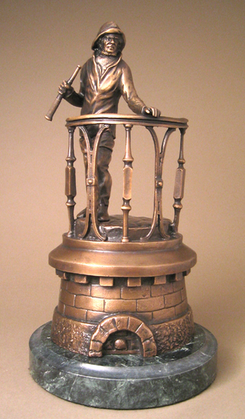 Unknown Handcrafted Solid Bronze Sculpture:"Lighthouse Watch"