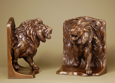 Unknown Handcrafted Solid Bronze Sculpture:"Lion Bookends" Unknown Handcrafted Solid Bronze Sculpture:"Lion Bookends"