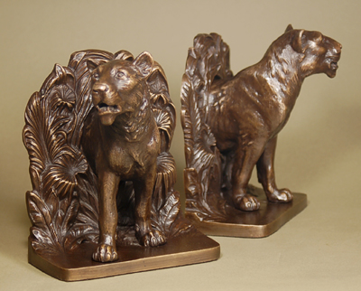 Unknown Handcrafted Solid Bronze Sculpture:"Lioness Bookends"