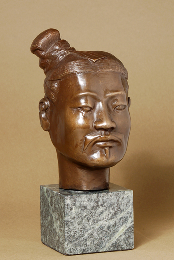 Unknown Handcrafted Solid Bronze Sculpture:"Samurai Bust"